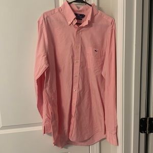 Mens vineyard vines pink slim fit tucker shirt size large